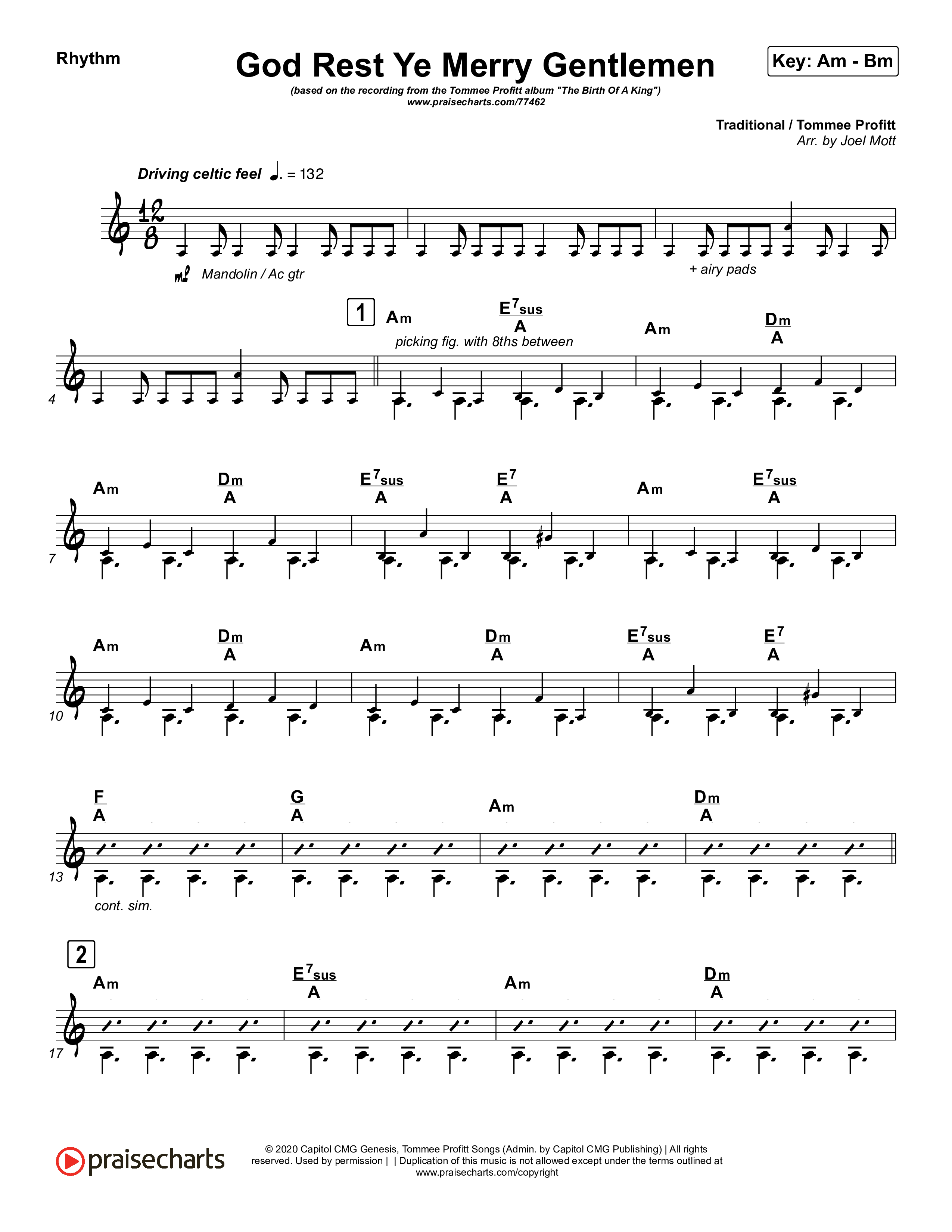 God Rest Ye Merry Gentlemen (Instrumental) Rhythm Chart (Tommee Profitt / Tina Guo)