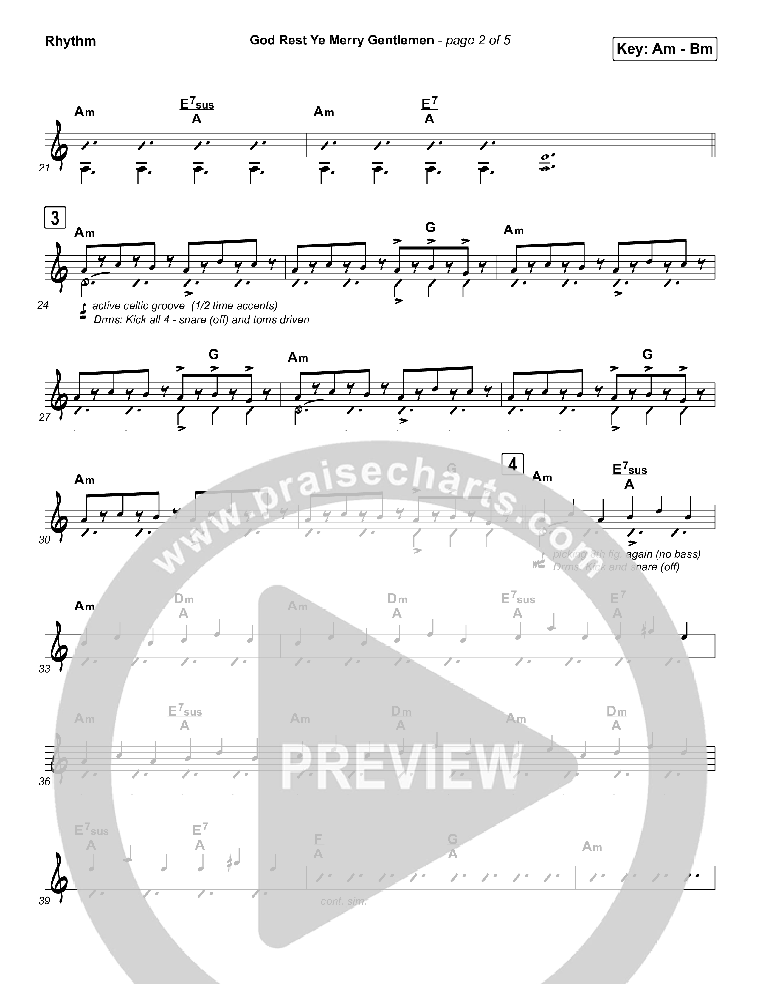 God Rest Ye Merry Gentlemen (Instrumental) Rhythm Chart (Tommee Profitt / Tina Guo)