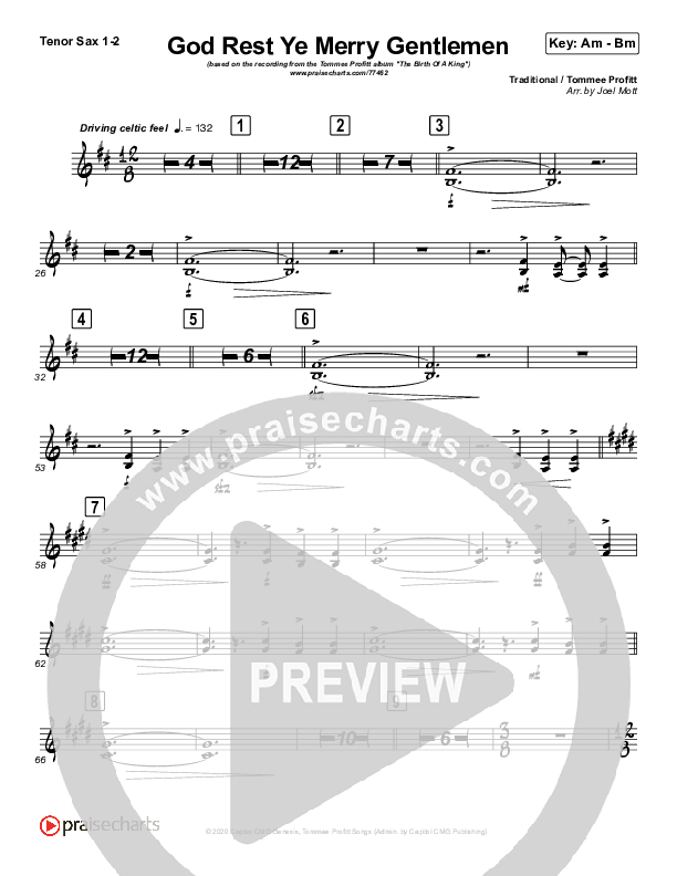 God Rest Ye Merry Gentlemen (Instrumental) Tenor Sax 1/2 (Tommee Profitt / Tina Guo)