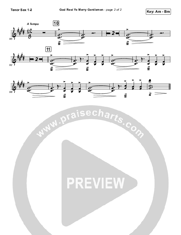 God Rest Ye Merry Gentlemen (Instrumental) Tenor Sax 1/2 (Tommee Profitt / Tina Guo)