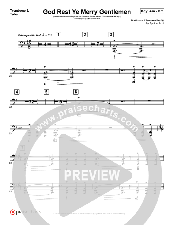 God Rest Ye Merry Gentlemen (Instrumental) Trombone 3/Tuba (Tommee Profitt / Tina Guo)