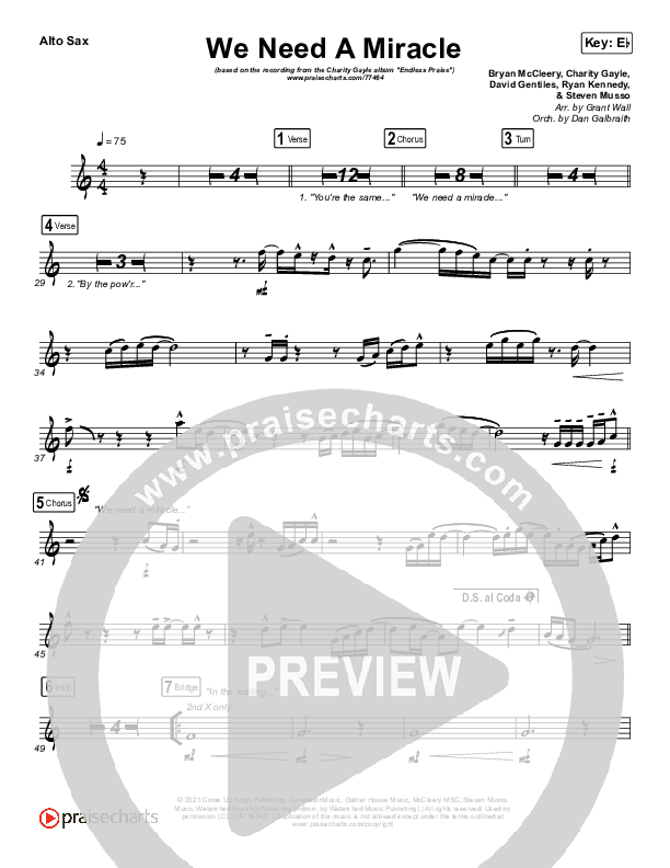 We Need A Miracle Alto Sax (Charity Gayle)