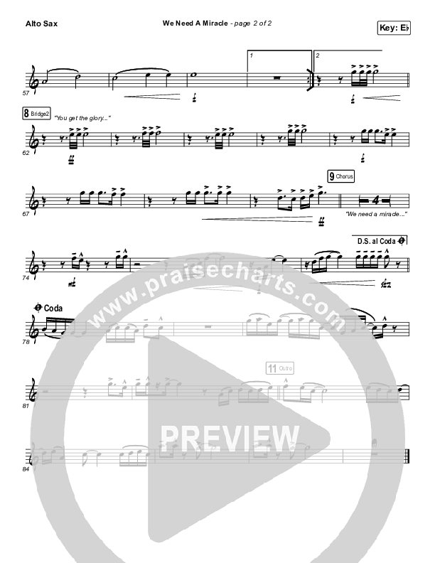 We Need A Miracle Alto Sax (Charity Gayle)