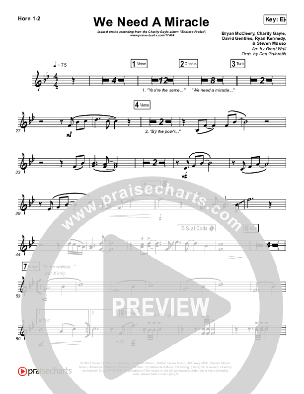 We Need A Miracle French Horn 1/2 (Charity Gayle)