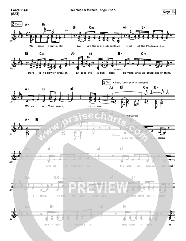 We Need A Miracle Lead Sheet (SAT) (Charity Gayle)