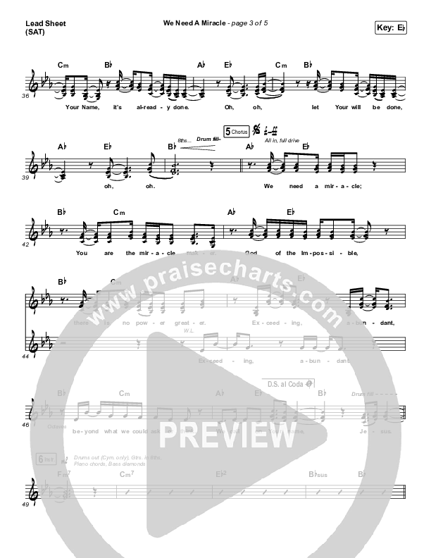 We Need A Miracle Lead Sheet (SAT) (Charity Gayle)