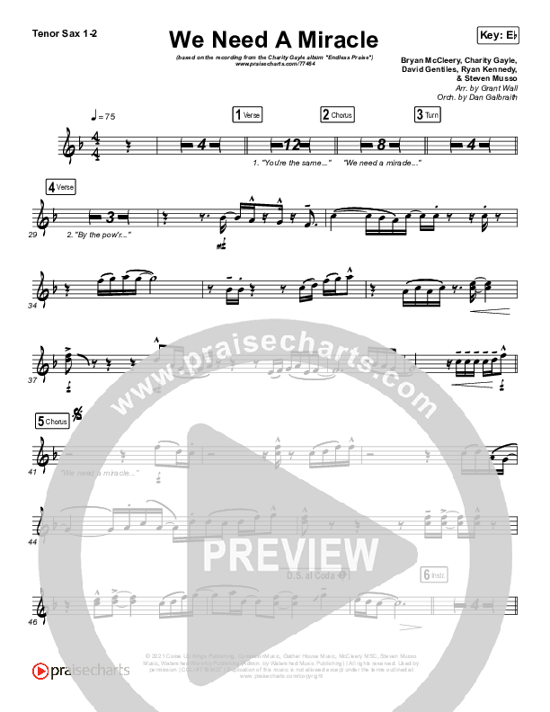 We Need A Miracle Tenor Sax 1/2 (Charity Gayle)