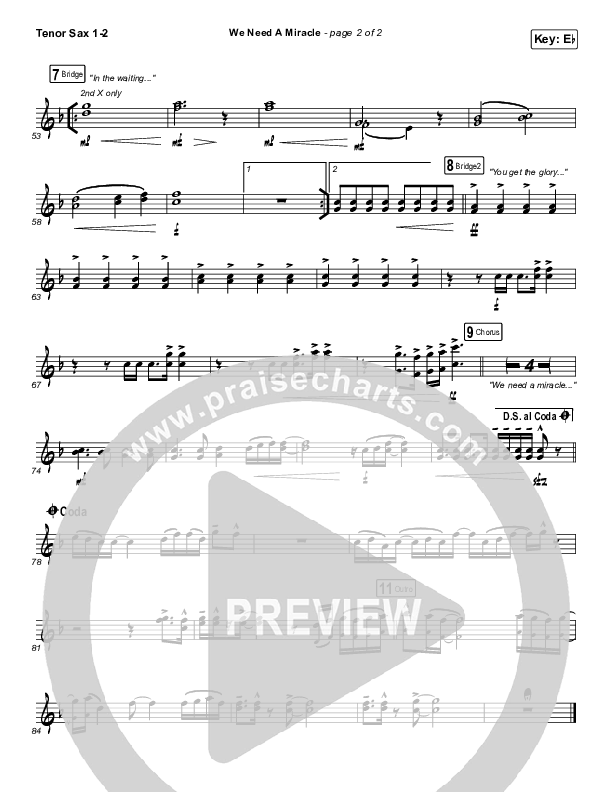 We Need A Miracle Tenor Sax 1/2 (Charity Gayle)