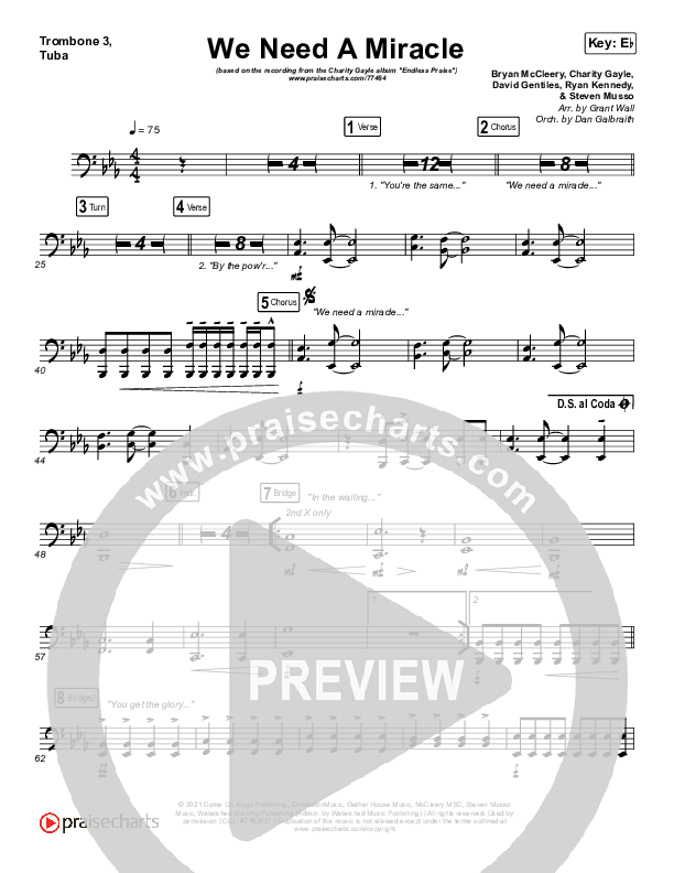 We Need A Miracle Trombone 3/Tuba (Charity Gayle)