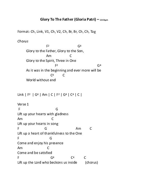 Glory To The Father Chords & Lyrics (Johnny Markin)