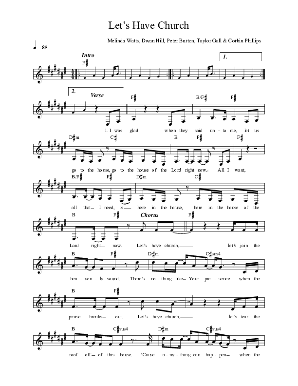 Let's Have Church (Live) Lead Sheet (Thrive Worship)