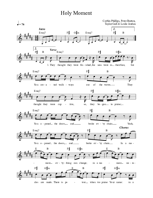 Holy Moment (Live) Lead Sheet (Thrive Worship)