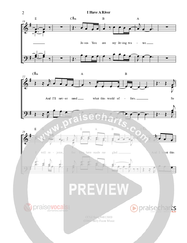 I Have A River Lead Sheet (PraiseVocals)