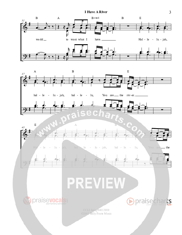 I Have A River Lead Sheet (PraiseVocals)