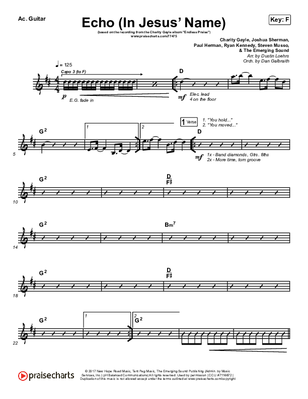 Echo (In Jesus Name) Acoustic Guitar (Charity Gayle)