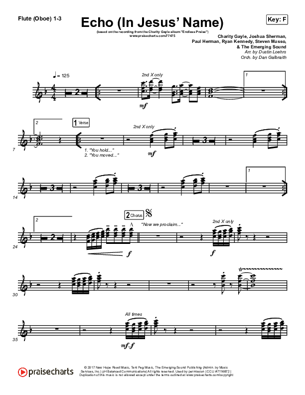 Echo (In Jesus Name) Flute/Oboe 1/2/3 (Charity Gayle)
