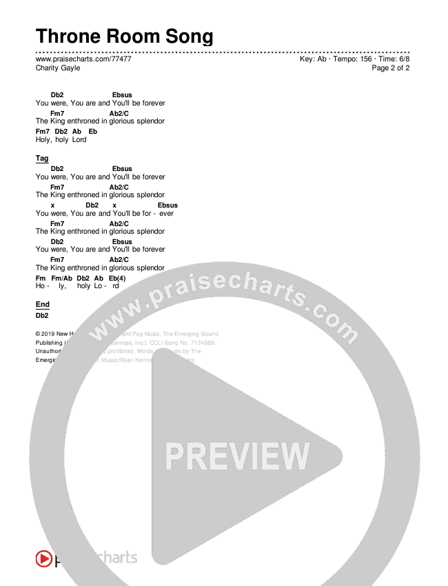 Throne Room Song Chords & Lyrics (Charity Gayle)