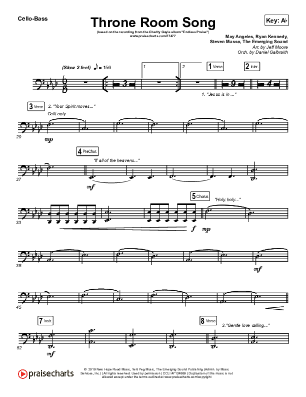 Throne Room Song Cello/Bass (Charity Gayle)