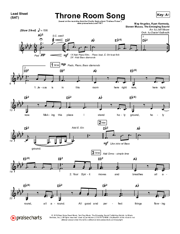 Throne Room Song Lead Sheet (SAT) (Charity Gayle)