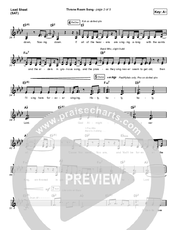 Throne Room Song Lead Sheet (SAT) (Charity Gayle)