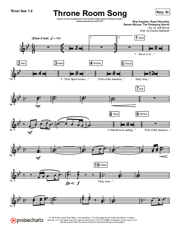 Throne Room Song Tenor Sax 1/2 (Charity Gayle)