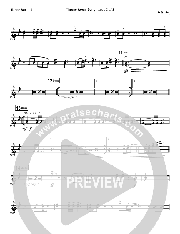 Throne Room Song Tenor Sax 1/2 (Charity Gayle)