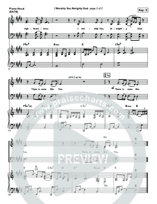 I Worship You Almighty God Piano/Vocal Pack (Charity Gayle)