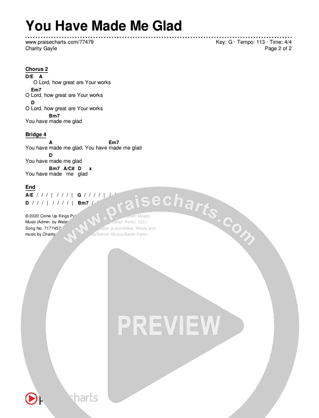 You Have Made Me Glad Chords & Lyrics (Charity Gayle)