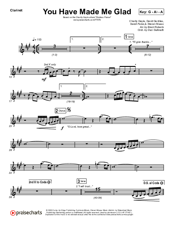 You Have Made Me Glad Clarinet (Charity Gayle)