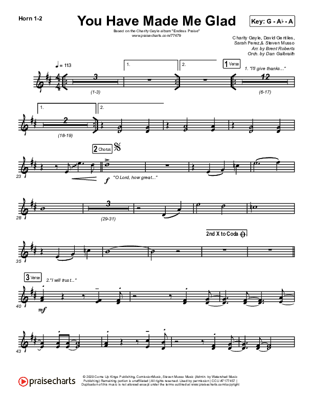 You Have Made Me Glad French Horn 1/2 (Charity Gayle)