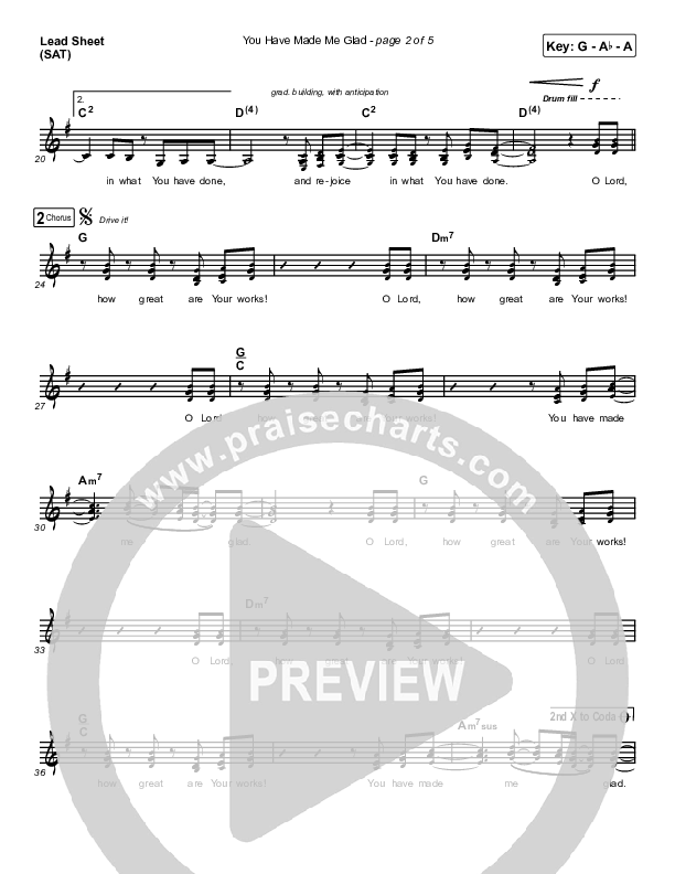 You Have Made Me Glad Lead Sheet (SAT) (Charity Gayle)