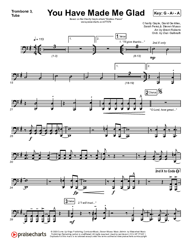 You Have Made Me Glad Trombone 3/Tuba (Charity Gayle)