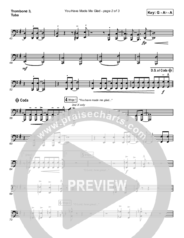 You Have Made Me Glad Trombone 3/Tuba (Charity Gayle)