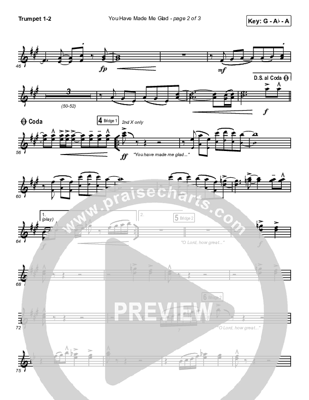 You Have Made Me Glad Trumpet 1,2 (Charity Gayle)