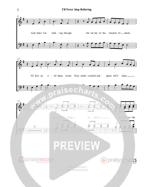 I'll Never Stop Believing Lead Sheet (PraiseVocals)