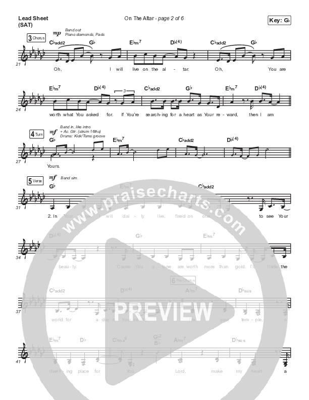 On The Altar Lead Sheet (SAT) (UPPERROOM)