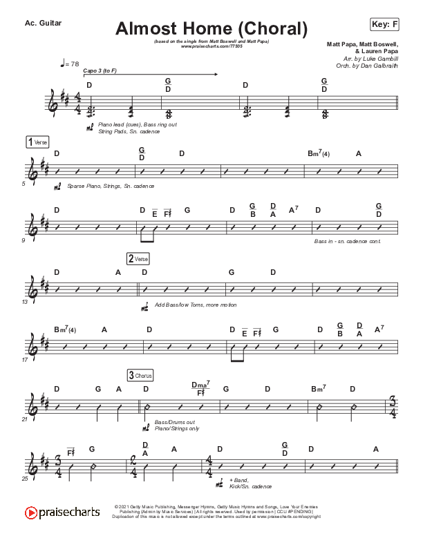 Almost Home (Choral Anthem SATB) Acoustic Guitar (Matt Boswell / Matt Papa / Arr. Luke Gambill)