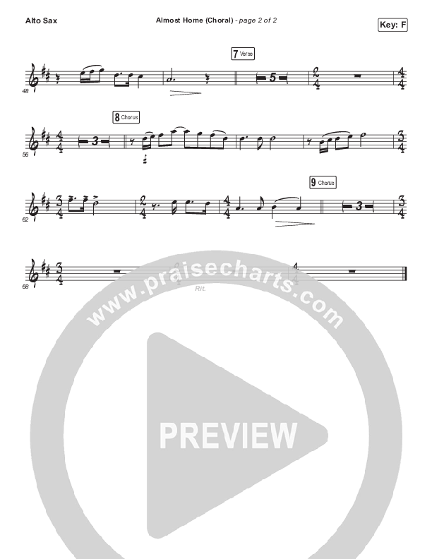 Almost Home (Choral Anthem SATB) Alto Sax (Matt Boswell / Matt Papa / Arr. Luke Gambill)