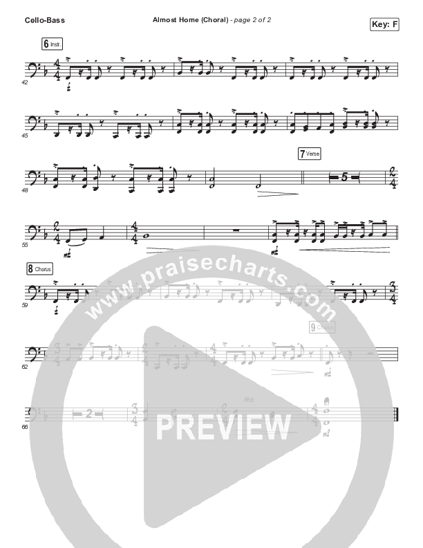 Almost Home (Choral Anthem SATB) Cello/Bass (Matt Boswell / Matt Papa / Arr. Luke Gambill)