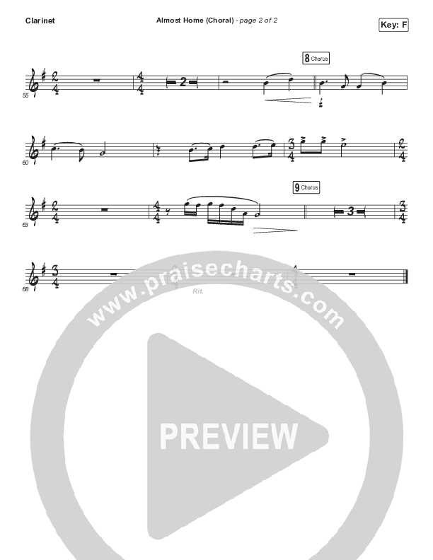 Almost Home (Choral Anthem SATB) Clarinet (Matt Boswell / Matt Papa / Arr. Luke Gambill)