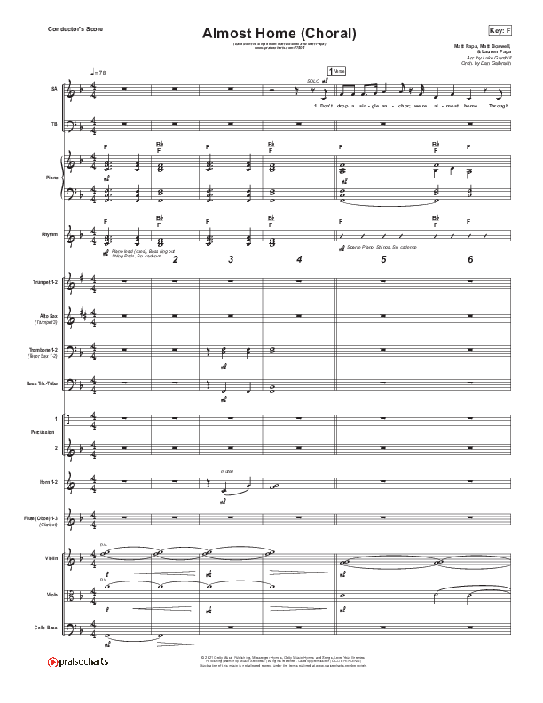 Almost Home (Choral Anthem SATB) Orchestration (Matt Boswell / Matt Papa / Arr. Luke Gambill)