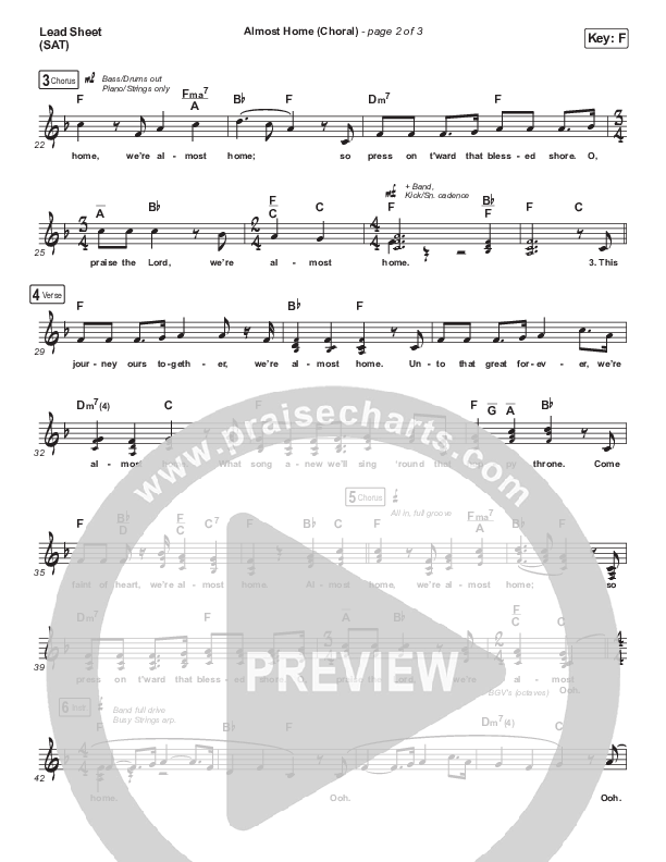Almost Home (Choral Anthem SATB) Lead Sheet (SAT) (Matt Boswell / Matt Papa / Arr. Luke Gambill)