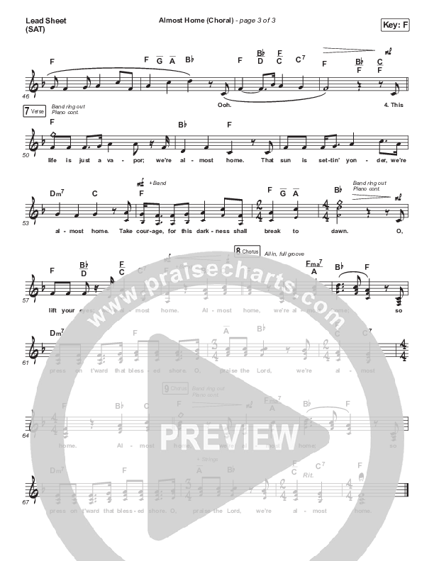 Almost Home (Choral Anthem SATB) Lead Sheet (SAT) (Matt Boswell / Matt Papa / Arr. Luke Gambill)