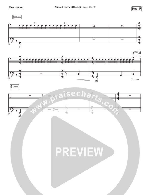 Almost Home (Choral Anthem SATB) Percussion (Matt Boswell / Matt Papa / Arr. Luke Gambill)