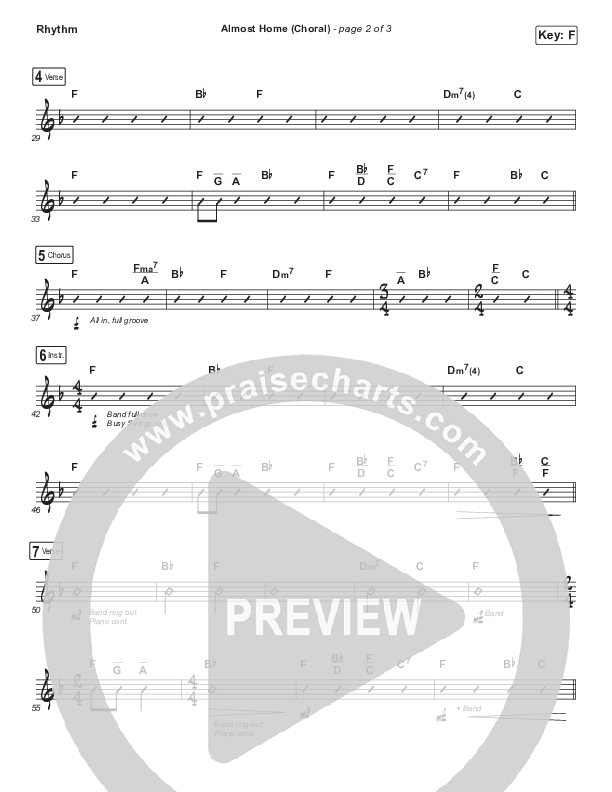 Almost Home (Choral Anthem SATB) Rhythm Chart (Matt Boswell / Matt Papa / Arr. Luke Gambill)