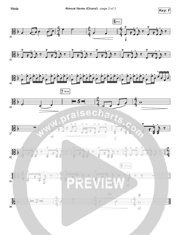 Almost Home (Choral Anthem SATB) Viola (Matt Boswell / Matt Papa / Arr. Luke Gambill)