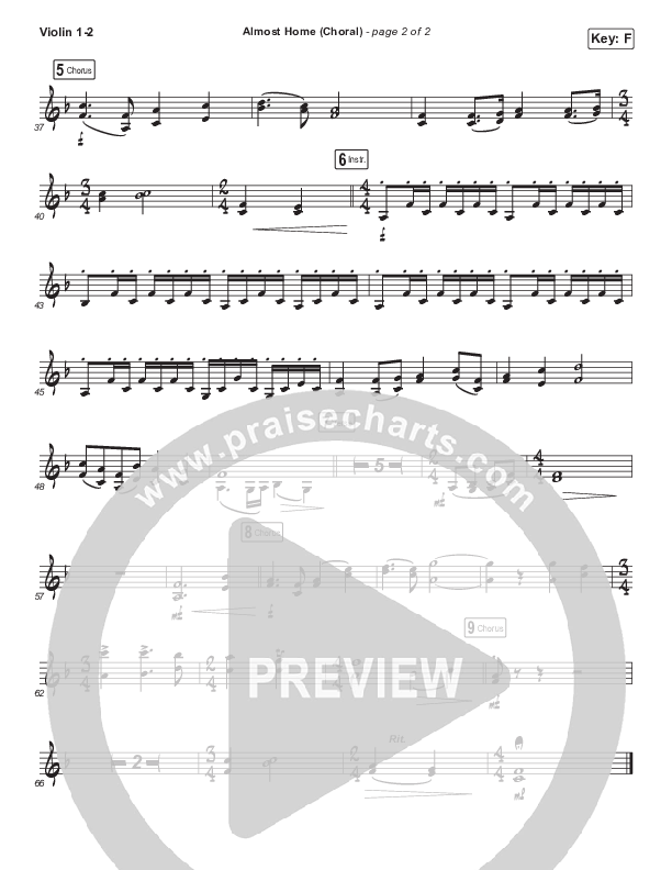 Almost Home (Choral Anthem SATB) Violin 1/2 (Matt Boswell / Matt Papa / Arr. Luke Gambill)