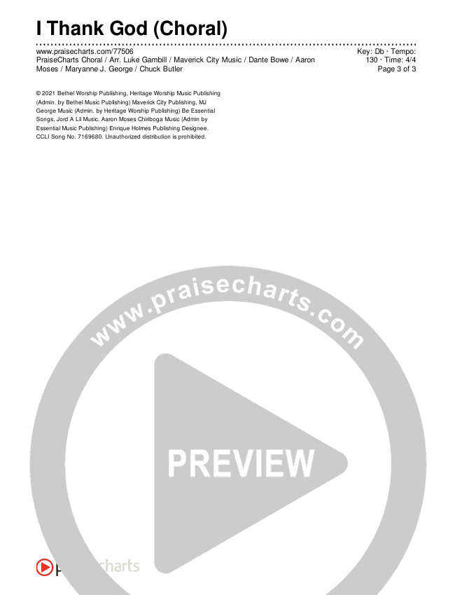 I Thank God (Choral Anthem SATB) Chords & Lyrics (Maverick City Music / Dante Bowe / Aaron Moses / Maryanne J. George / Chuck Butler / Arr. Luke Gambill)