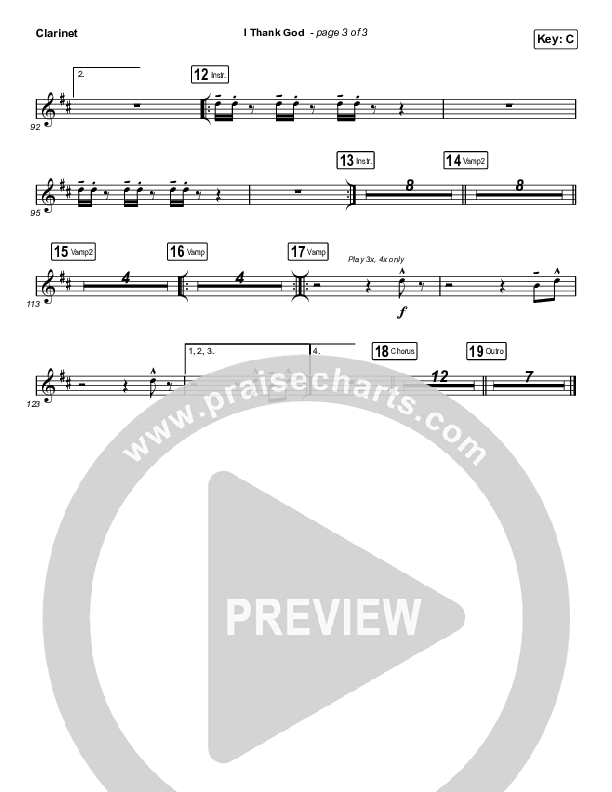 I Thank God (Choral Anthem SATB) Clarinet (Maverick City Music / Dante Bowe / Aaron Moses / Maryanne J. George / Chuck Butler / Arr. Luke Gambill)