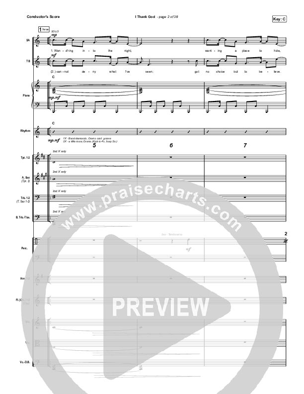 I Thank God (Choral Anthem SATB) Conductor's Score (Maverick City Music / Dante Bowe / Aaron Moses / Maryanne J. George / Chuck Butler / Arr. Luke Gambill)